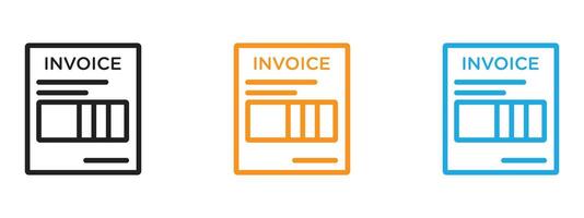 invoice icon Thin line illustration set vector