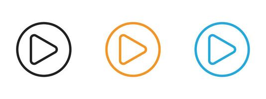 Play icon Thin line illustration set vector