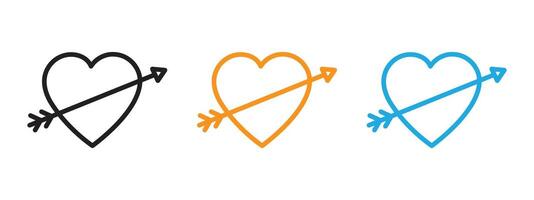 Heart with arrow icon Thin line illustration set vector