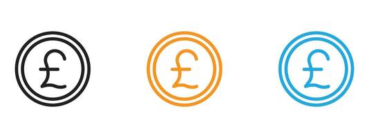 Pound Icon Thin line illustration set vector