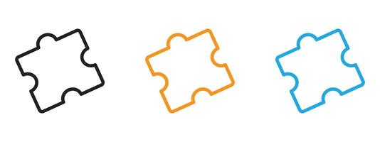 Puzzle icon Thin line illustration set vector