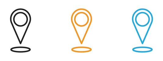 Navigation pin icon Thin line illustration set vector