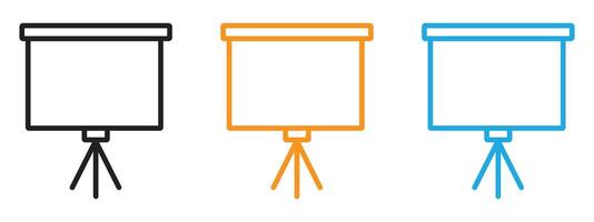 Presentation board icon Thin line illustration set vector
