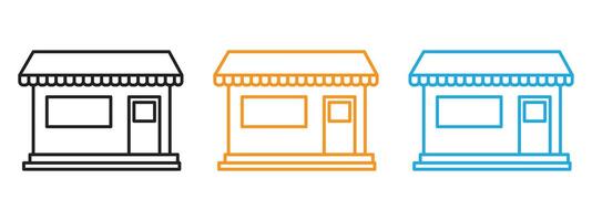Local store icon Thin line illustration set vector