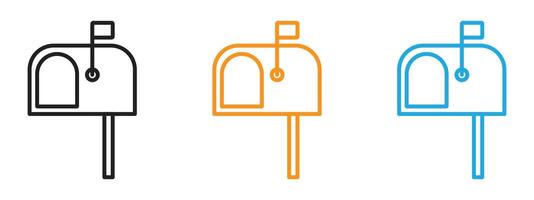 Mailbox icon Thin line illustration set vector