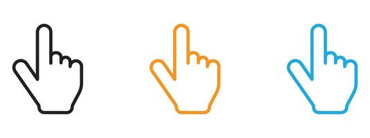 Cursor hand icon Thin line illustration set vector
