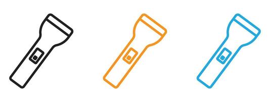 Flashlight icon Thin line illustration set vector