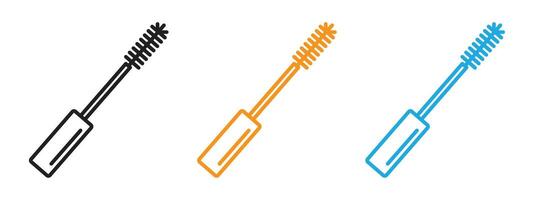 Mascara brush icon Thin line illustration set vector