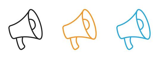 Megaphone icon Thin line illustration set vector