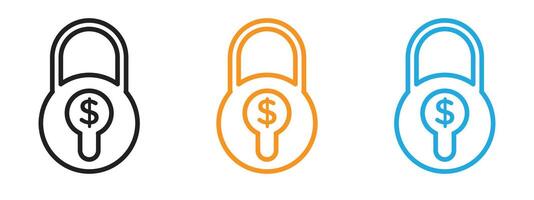 Fixed price icon Thin line illustration set vector