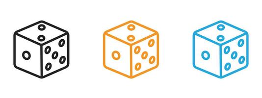 Dice Icon Thin line illustration set vector