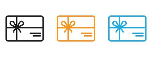 Gift card icon Thin line illustration set vector