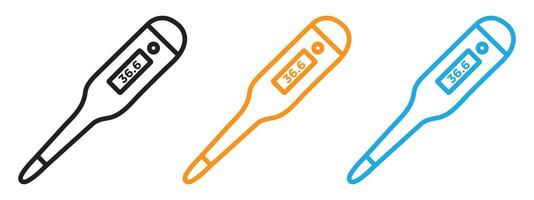 Digital thermometer icon Thin line illustration set vector