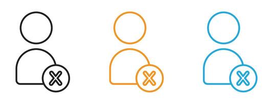 Delete user icon Thin line illustration set vector