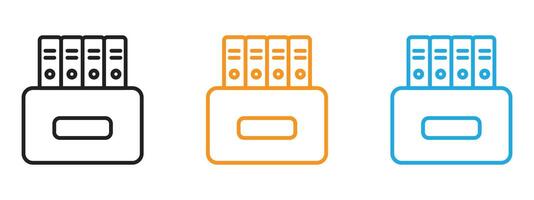 Folder box icon Thin line illustration set vector