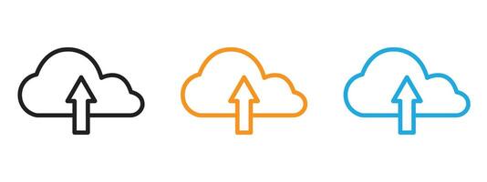 Cloud upload icon Thin line illustration set vector
