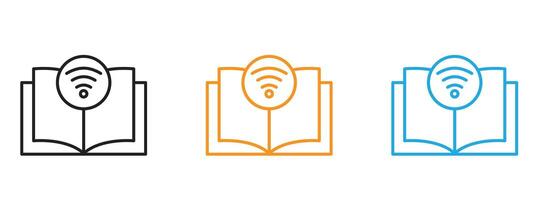 E learning icon Thin line illustration set vector