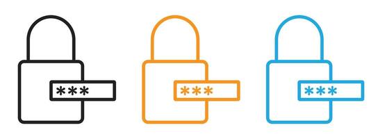 Code lock icon Thin line illustration set vector