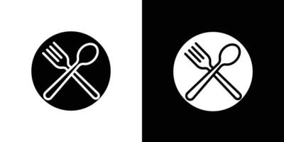 Spoon and fork icon Isolated flat in outline vector