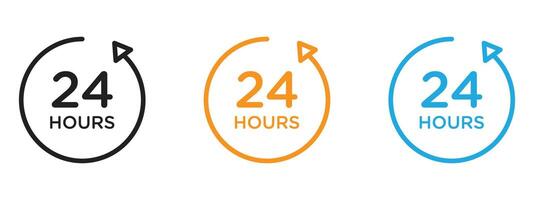 24 hours icon Thin line illustration set vector