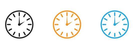 Clock two icon Thin line illustration set vector