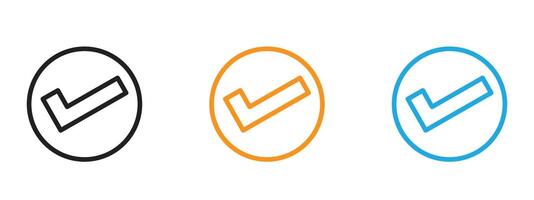 Check mark icon Thin line illustration set vector