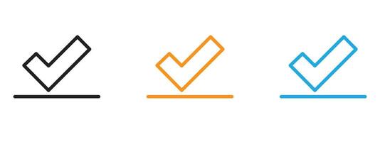 Checkmark Icon Thin line illustration set vector