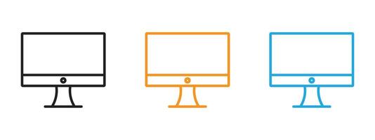 Computer Screen icon Thin line illustration set vector