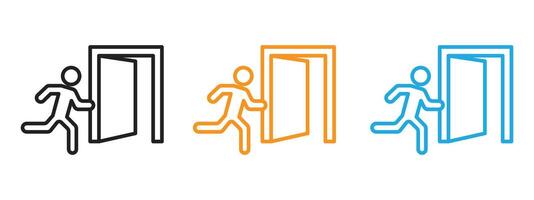 Exit icon Thin line illustration set vector