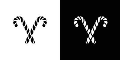 Candy Cane icon Isolated flat in outline vector