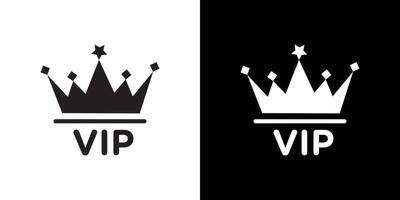 Vip text with crown icon Thin line flat illustration vector