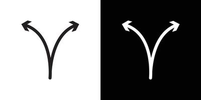 Separating arrow in two part icon Thin line flat illustration vector