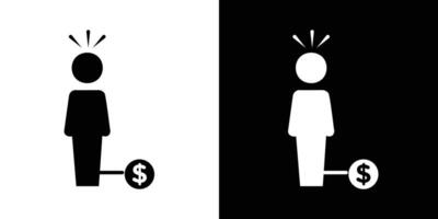 Man with debt icon Isolated flat in outline vector