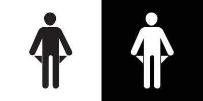 poor person empty pockets icon Thin line flat illustration vector