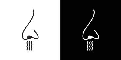 Nose with smoke icon Thin line flat illustration vector