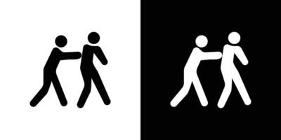 Man pushing another person icon Thin line flat illustration vector