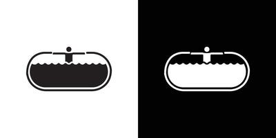Man relaxing in jacuzzi icon Thin line flat illustration vector