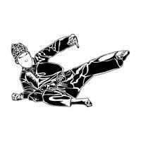 lower kick movement in pencak silat martial arts vector