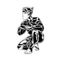 movement of the attacking stance in pencak silat martial arts vector