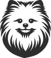 A pomeranian dog head in a black and white style vector