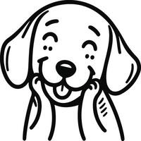 A cartoon dog is smiling and holding its hand to its face vector