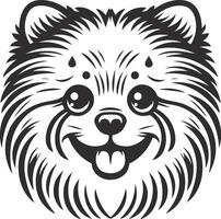 A pomeranian dog head in a black and white style vector