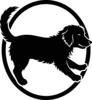 A black and white dog in a circle vector
