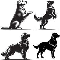 Four different dog silhouettes in different poses vector