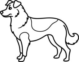A dog coloring page with a black and white outline vector
