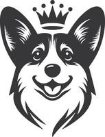 A corgi dog with a crown on its head vector