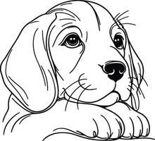 A puppy coloring page with a black and white image vector