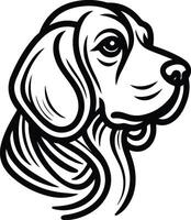 A dog head in a black and white drawing vector
