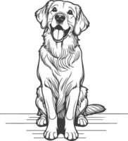 A dog sitting on the floor with its tongue out vector