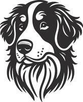 A dog head with a long beard and a long tail vector